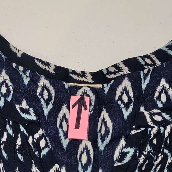 Faded Glory Rayon Tunic 3/4 Sleeve Size 8-10 Youth Blue White Diamond Pattern - Picture 13 of 13